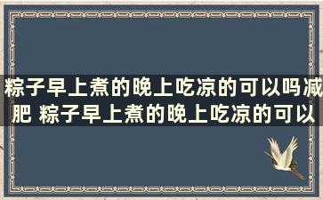 粽子早上煮的晚上吃凉的可以吗减肥 粽子早上煮的晚上吃凉的可以吗会胖吗